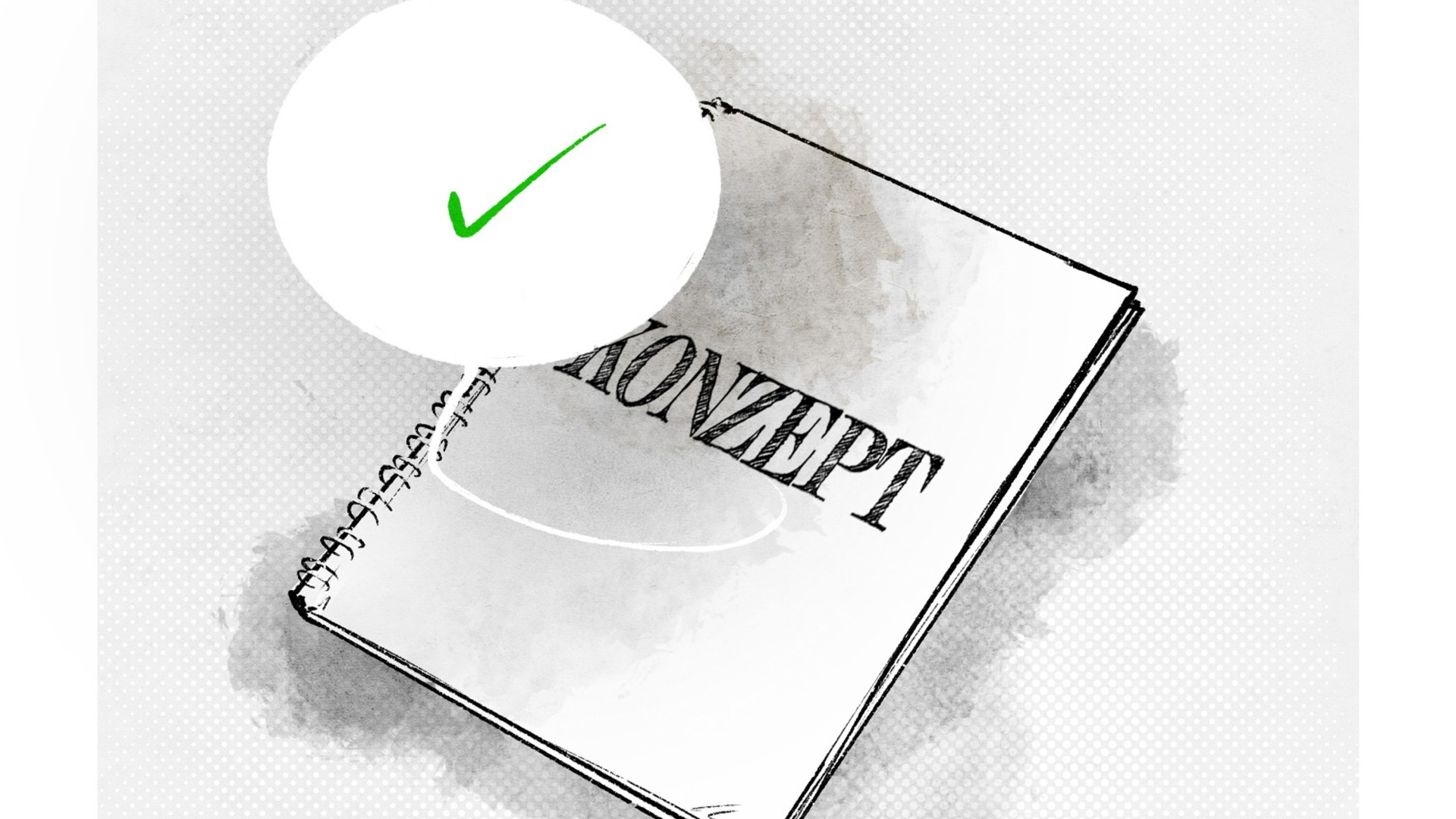 Ein Notizbuch mit dem Wort Konzept vorne auf dem Einband.