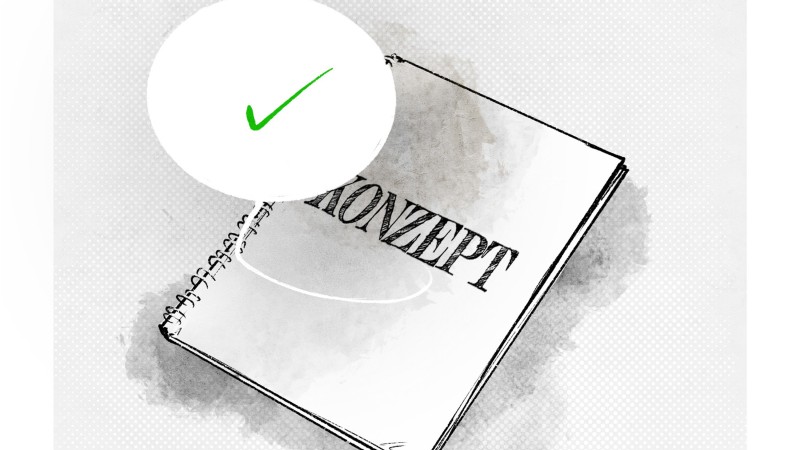 Ein Notizbuch mit dem Wort Konzept vorne auf dem Einband.